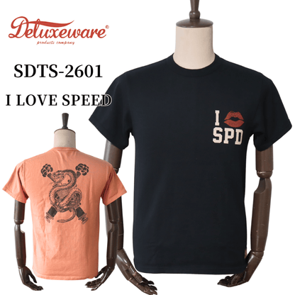 DELUXEWARE SDTS-2601 "I LOVE SPEED" Printed Short Sleeve T-Shirt, SDTS Series Soft Knit, Made in Japan