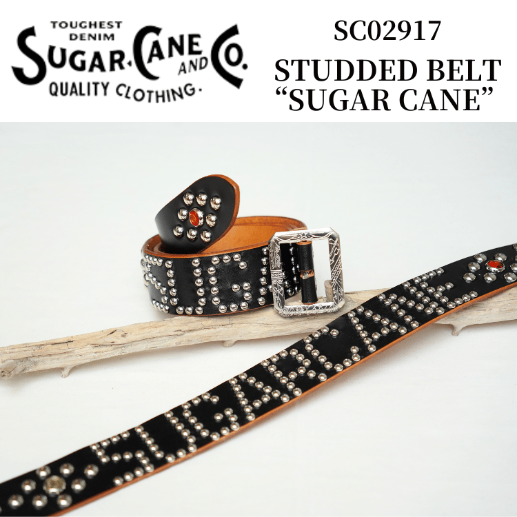 SUGAR CANE シュガーケーン SC02917 STUDDED BELT “SUGAR CANE” スタッズベルト カウサドルレザー インディアンモチーフ
