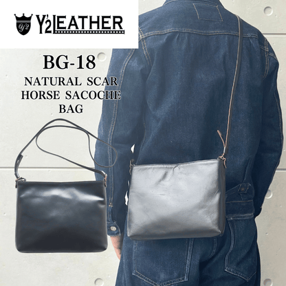 Y'2 LEATHER ワイツーレザー BG-18 NATURAL SCAR HORSE SACOCHE BAG ナチュラルスカー ホース サコッシュバッグ