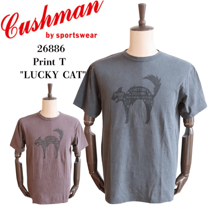 CUSHMAN クッシュマン 26886 Print T  "LUCKY CAT" プリントT ラッキーキャット 半袖Tシャツ コットン100％  日本製