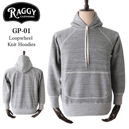 RAGGY GP-01 Loopwheel Knit Hoodies, Sweatshirt with Pockets and Raglan Sleeves
