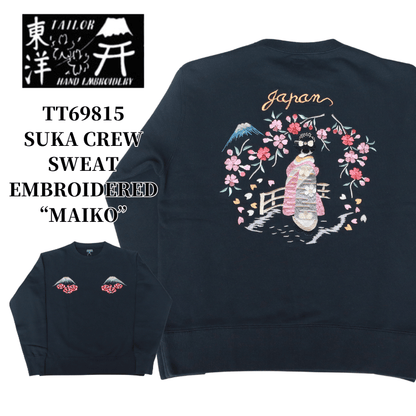 TAILOR TOYO TT69815 SUKA CREW SWEAT EMBROIDERED “MAIKO” Crewneck Sweatshirt, Fleece-lined