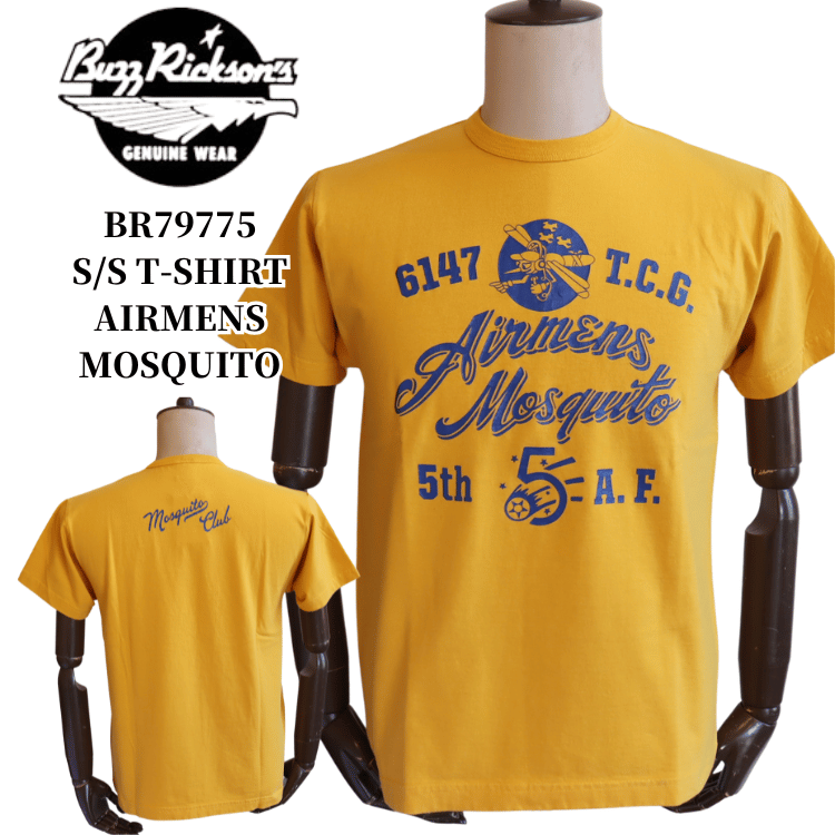 BUZZ RICKSON'S BR79775 S/S T-SHIRT AIRMENS MOSQUITO Short Sleeve T-Shirt Military Mosquito Force