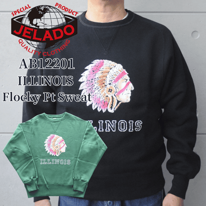 JELADO/ジェラード AB12201 ILLINOIS Flocky Pt Sweat フロッキープリントスウェット