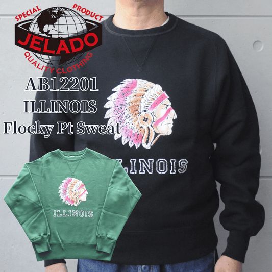 JELADO/ジェラード AB12201 ILLINOIS Flocky Pt Sweat フロッキープリントスウェット