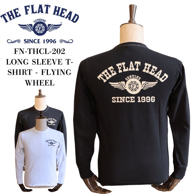 THE FLAT HEAD フラットヘッド FN-THCL-202 LONG SLEEVE T-SHIRT - FLYING WHEEL ロングスリーブTシャツ フライングホイール ロンT アメカジ