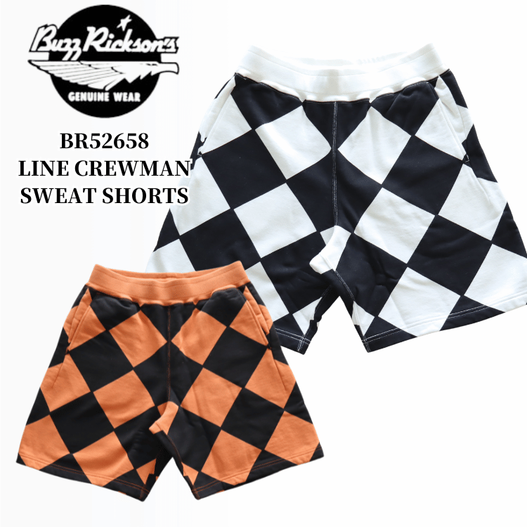 BUZZ RICKSON'S BR52658 LINE CREWMAN SWEAT SHORTS Men's Diamond Pattern