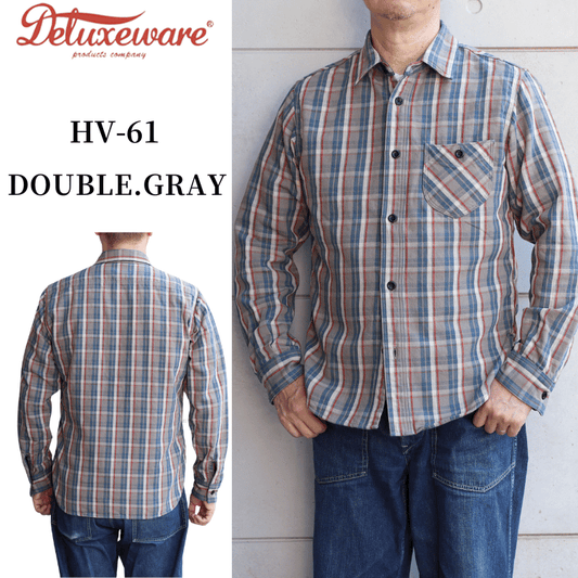 DELUXEWARE デラックスウエア HN-61 DOUBLE.GRAY ダブルグレー ネルシャツ チェックネルシャツ ヘビーネル