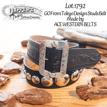 DAPPER'S ダッパーズ × ACE WESTERN BELTS Lot.1792 GO From Tokyo Design Studs Belt Made by ACE WESTERN BELTS  エースウエスタンベルト スタッズベルト