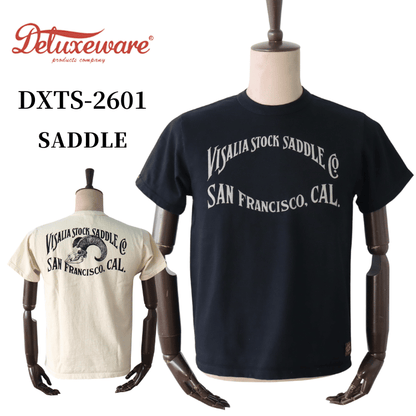 DELUXEWARE DXTS-2601 SADDLE Print T-Shirt, Short Sleeve, Highest Strength T-Shirt, DXT Series Heavyweight, Made in Japan