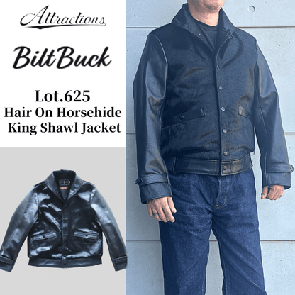 Bilt Buck by ATTRACTIONS Lot. 625 Hair On Horsehide King Shawl Jacket Black Leather Jacket