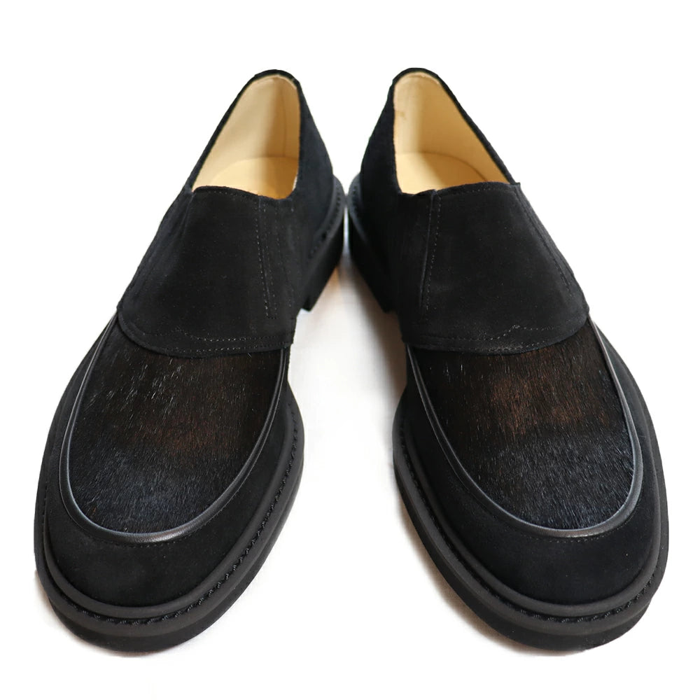 BILT BUCK Lot.772 Horsehair Vamp Slip-On Shoes -Black- Horsehair Vamp Slip-On Shoes Black, Pony Hair Suede Slip-Ons, Comfort Shoes, Leather Shoes, Kipskin, Casual Dress Model
