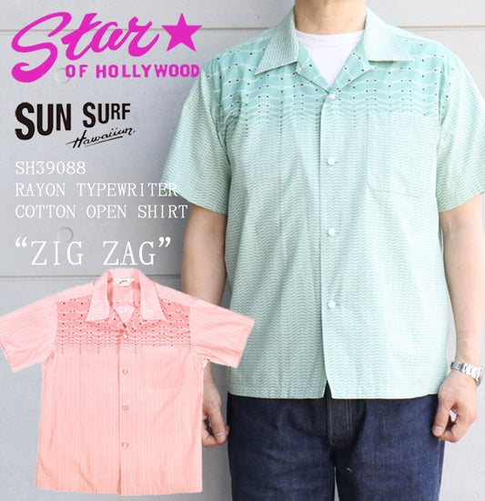 STAR OF HOLLYWOOD スターオブハリウッド SH39088 TYPEWRITER COTTON OPEN SHIRT “ZIG ZAG” タイプライター コットンオープンシャツ ジグザグ