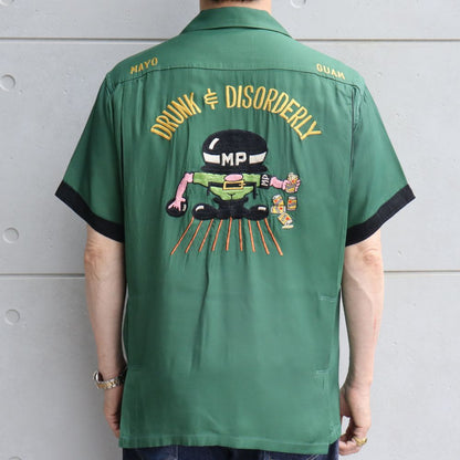 TAILOR TOYO テーラー東洋 TT39104 SUKA BOWLING SHIRT “DRUNK & DISORDERLY” 「DRUNK & DISORDERLY」ミリタリーポリス MP 刺繍 カスタム オーダー ボウリングシャツ ミリタリー 半袖シャツ 東洋エンタープライズ