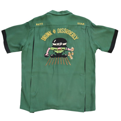 TAILOR TOYO テーラー東洋 TT39104 SUKA BOWLING SHIRT “DRUNK & DISORDERLY” 「DRUNK & DISORDERLY」ミリタリーポリス MP 刺繍 カスタム オーダー ボウリングシャツ ミリタリー 半袖シャツ 東洋エンタープライズ