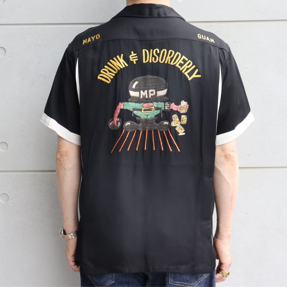 TAILOR TOYO テーラー東洋 TT39104 SUKA BOWLING SHIRT “DRUNK & DISORDERLY” 「DRUNK & DISORDERLY」ミリタリーポリス MP 刺繍 カスタム オーダー ボウリングシャツ ミリタリー 半袖シャツ 東洋エンタープライズ