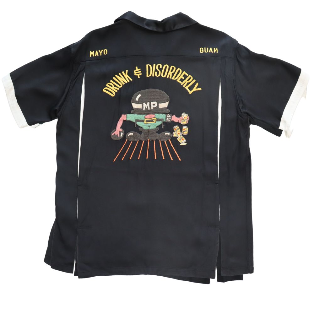 TAILOR TOYO テーラー東洋 TT39104 SUKA BOWLING SHIRT “DRUNK & DISORDERLY” 「DRUNK & DISORDERLY」ミリタリーポリス MP 刺繍 カスタム オーダー ボウリングシャツ ミリタリー 半袖シャツ 東洋エンタープライズ