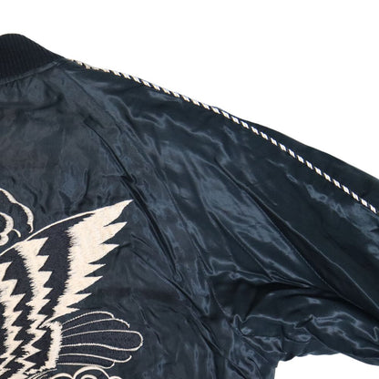 TAILOR TOYO テーラー東洋 TT15391-119 Early 1950s Style Acetate Quilted Souvenir Jacket “BLACK EAGLE” × “LANDSCAPE” キルト スカジャン スカ スーベニア ブラック ピンク 刺繍 イーグル 鷹 日本 情景 50th ヴィンテージ復刻