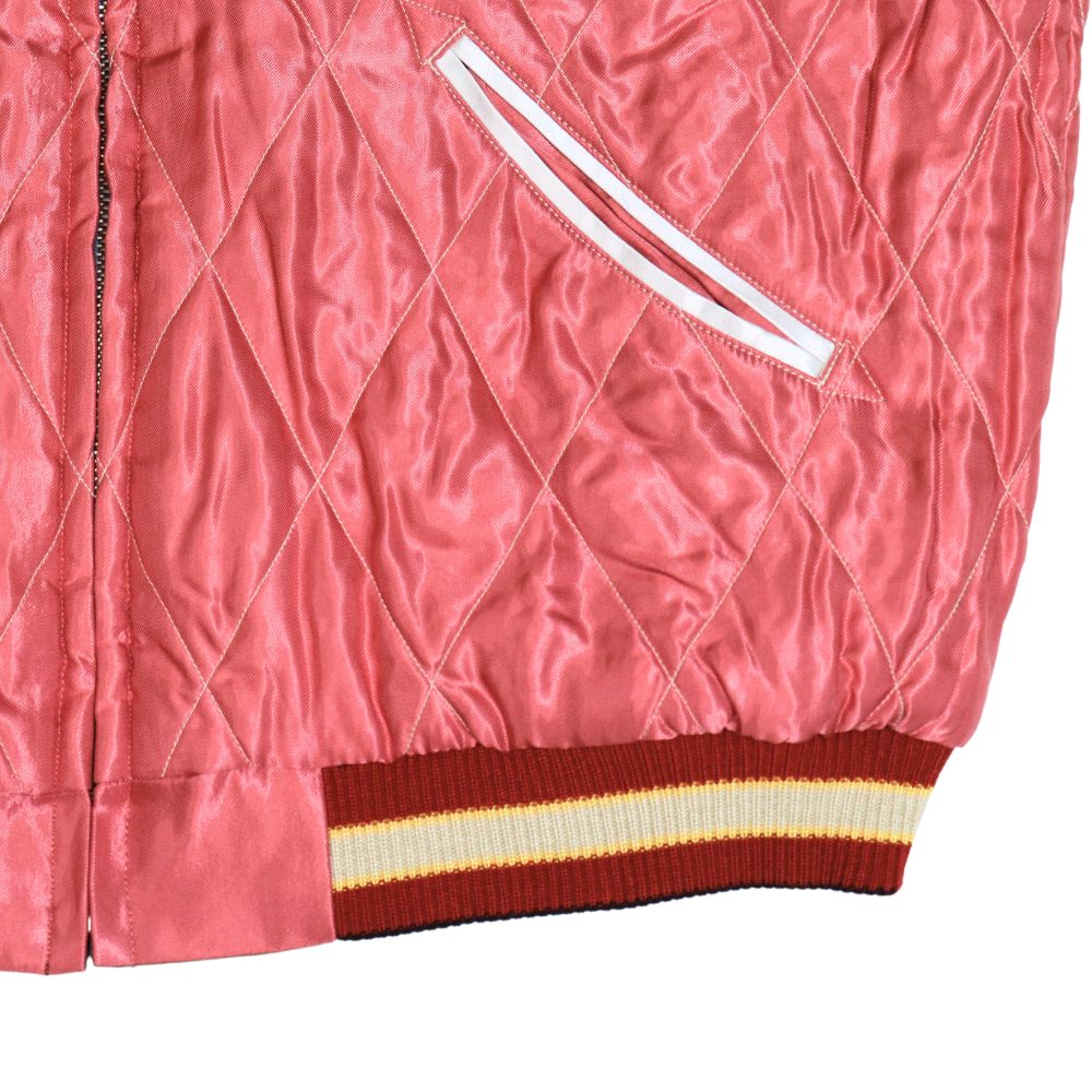 TAILOR TOYO テーラー東洋 TT15391-119 Early 1950s Style Acetate Quilted Souvenir Jacket “BLACK EAGLE” × “LANDSCAPE” キルト スカジャン スカ スーベニア ブラック ピンク 刺繍 イーグル 鷹 日本 情景 50th ヴィンテージ復刻