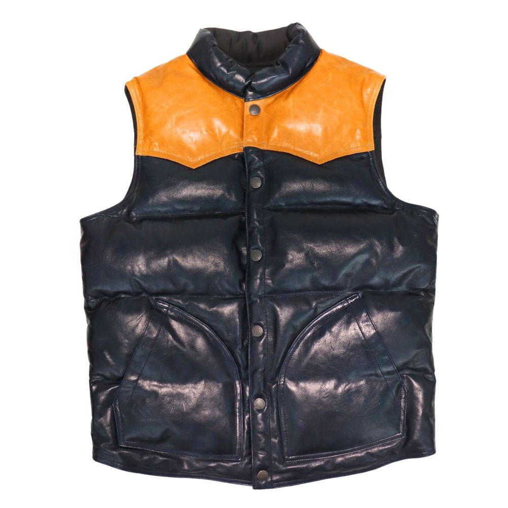 DELUXEWARE デラックスウエア D-24 HORSE DOWN VEST ホースハイドとグースダウンのアウターベスト ヨーロッパ産 馬革 本革 クロムレザー クラシカル ベスト  ダウンベスト