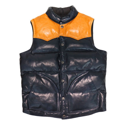 DELUXEWARE デラックスウエア D-24 HORSE DOWN VEST ホースハイドとグースダウンのアウターベスト ヨーロッパ産 馬革 本革 クロムレザー クラシカル ベスト  ダウンベスト