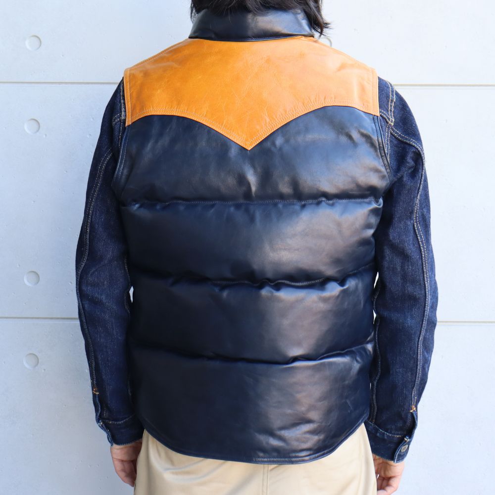 DELUXEWARE デラックスウエア D-24 HORSE DOWN VEST ホースハイドとグースダウンのアウターベスト ヨーロッパ産 馬革 本革 クロムレザー クラシカル ベスト  ダウンベスト