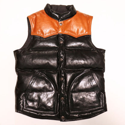 DELUXEWARE デラックスウエア D-24 HORSE DOWN VEST ホースハイドとグースダウンのアウターベスト ヨーロッパ産 馬革 本革 クロムレザー クラシカル ベスト  ダウンベスト