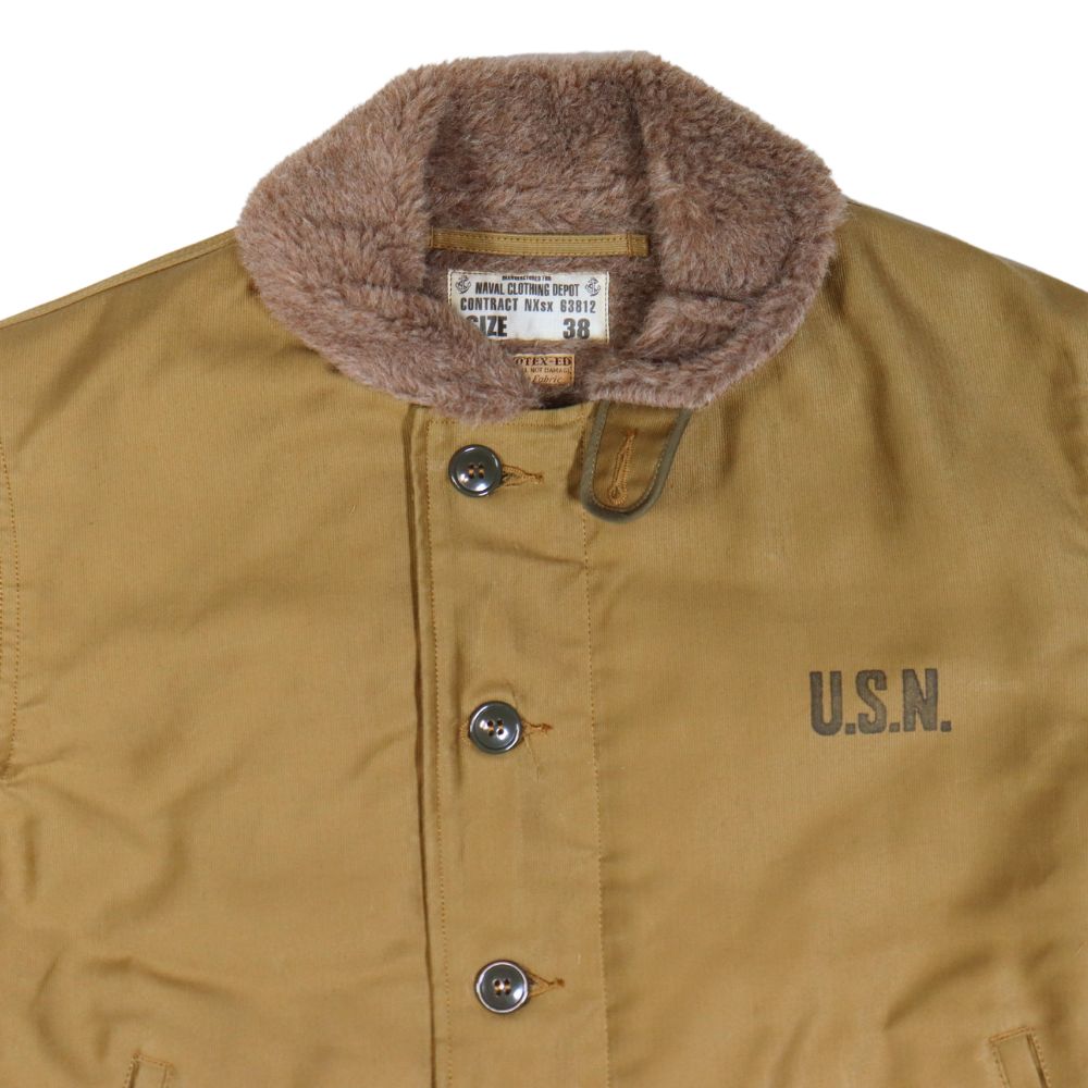 BUZZ RICKSON'S バズリクソンズ BR15345 Type N-1 Khaki “NAVY DEPARTMENT DEMOTEX-ED” N -1カーキ デッキジャケット ジャングルクロス アルパカモヘア　　ミリタリージャケット US.NAVY ネイビー ジャケット 防寒