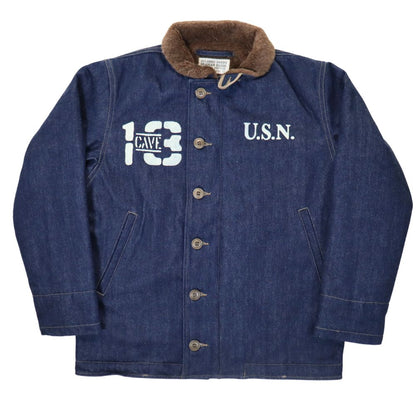 JELADO×COLIMBO CT83418B Observer Jacket Custom Indigo ジェラード　コリンボ コラボレーション ダブルネーム オブザーバー ジャケット カスタム インディゴ " Robbers Roost " (ロバースルースト) アラスカ CBs シービーズ Seabees ドクロ プリント ミリタリージャケット