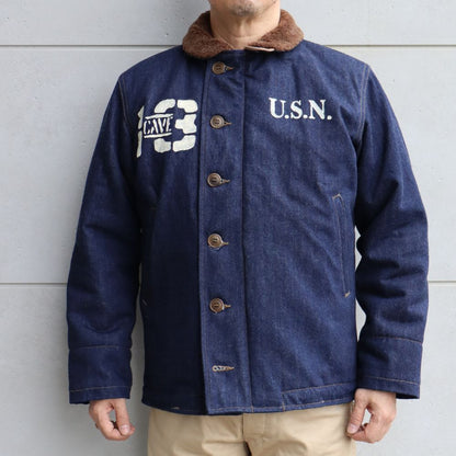 JELADO×COLIMBO CT83418B Observer Jacket Custom Indigo ジェラード　コリンボ コラボレーション ダブルネーム オブザーバー ジャケット カスタム インディゴ " Robbers Roost " (ロバースルースト) アラスカ CBs シービーズ Seabees ドクロ プリント ミリタリージャケット