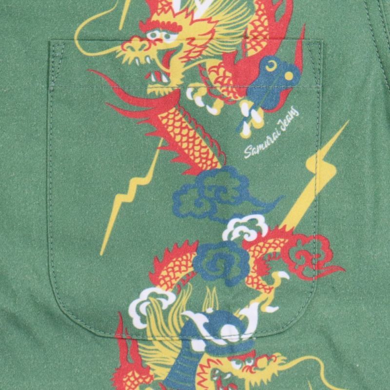 SAMURAI JEANS サムライジーンズ SSA24-01 龍柄ハワイアンシャツ コットン100％