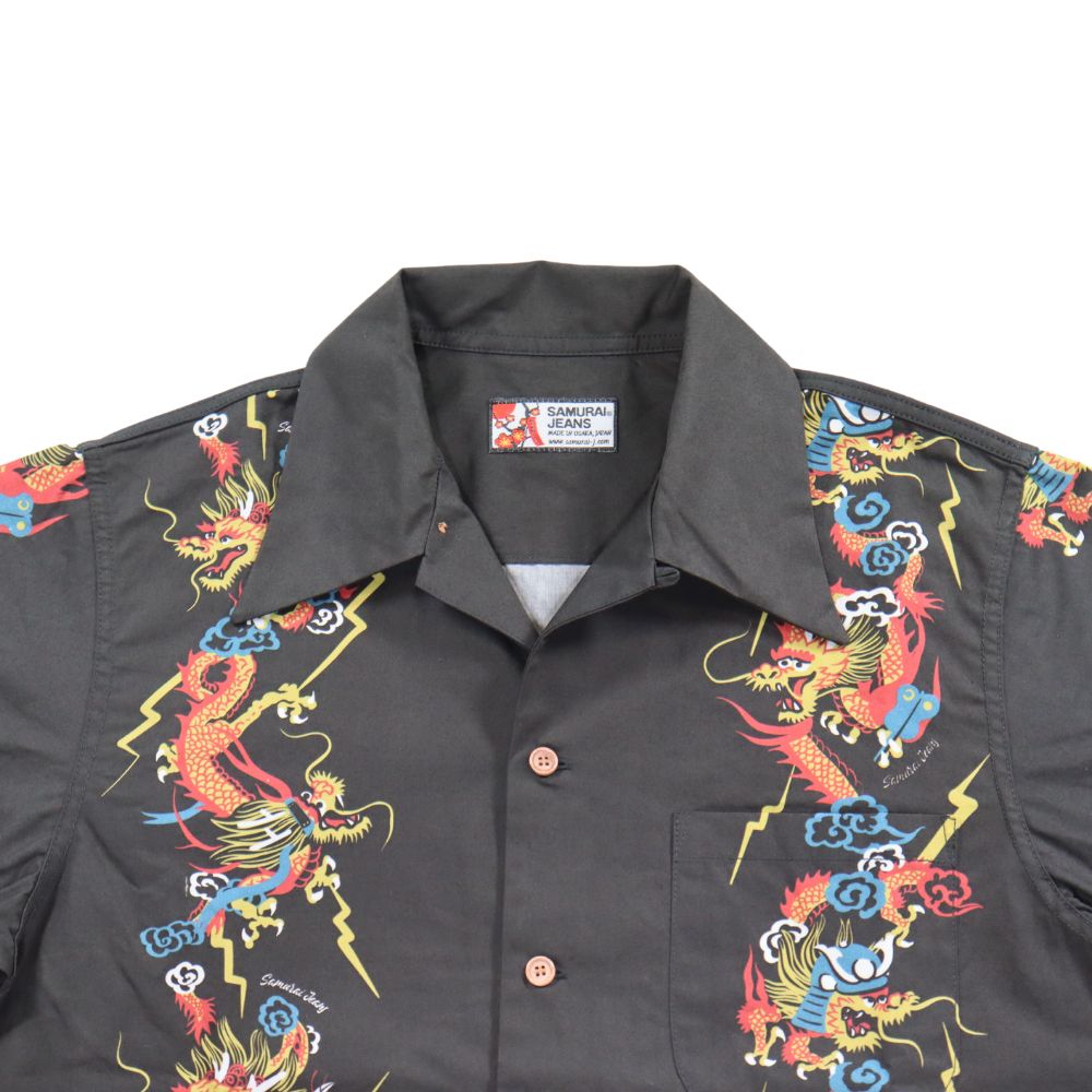 SAMURAI JEANS サムライジーンズ SSA24-01 龍柄ハワイアンシャツ コットン100％