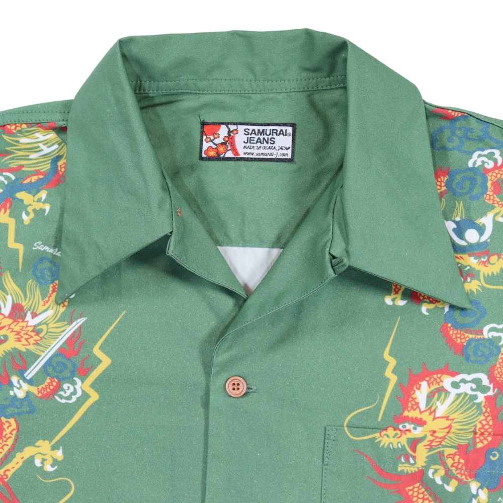 SAMURAI JEANS サムライジーンズ SSA24-01 龍柄ハワイアンシャツ コットン100％