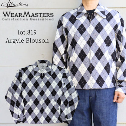 WEARMASTERS by attractions ウエアマスターズ バイ アトラクションズ lot.819 Argyle Blouson アーガイルブルゾン 50s 50年代 ミッドセンチュリー アーガイル チェック テキスタイル レーヨンリネン 抜染プリント ブルゾン ジャケット