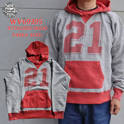 TOYO ENTERPRISE WHITESVILLE WV69395 ATTACHED HOOD PARKA AGED Sweatshirt with brushed lining Sweat parka Crew neck Cotton