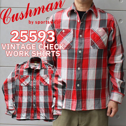 CUSHMAN クッシュマン 25593 VINTAGE CHECK WORK SHIRTS ヴィンテージチェックワークシャツ 長袖
