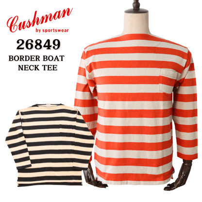 CUSHMAN クッシュマン 26849 BORDER BOAT NECK TEE ボーダーボートネックTシャツ 8分袖