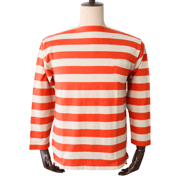 CUSHMAN クッシュマン 26849 BORDER BOAT NECK TEE ボーダーボートネックTシャツ 8分袖