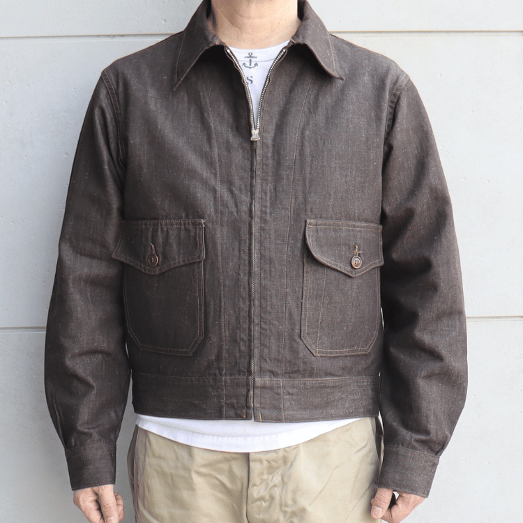 Mister Freedom×SUGAR CANE ミスターフリーダム×シュガーケーン SC15704 NOS Brown Chambray ”WILD CAT” Zip Jacket ワイルドキャット ジップジャケット エルボパッチ Mada in USA
