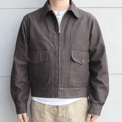 Mister Freedom×SUGAR CANE ミスターフリーダム×シュガーケーン SC15704 NOS Brown Chambray ”WILD CAT” Zip Jacket ワイルドキャット ジップジャケット エルボパッチ Mada in USA