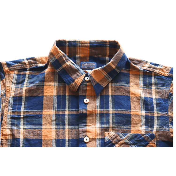 DELUXEWARE デラックスウエア MV-15 ORANGE NAVY CHECK ミディアムネルシャツ