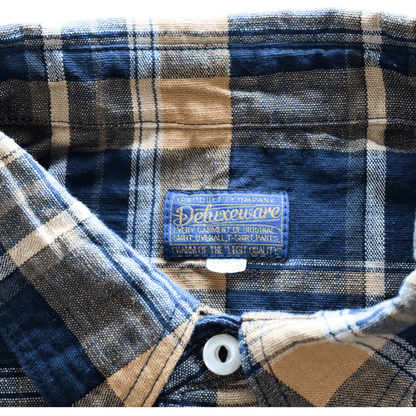 DELUXEWARE デラックスウエア MV-15 ORANGE NAVY CHECK ミディアムネルシャツ