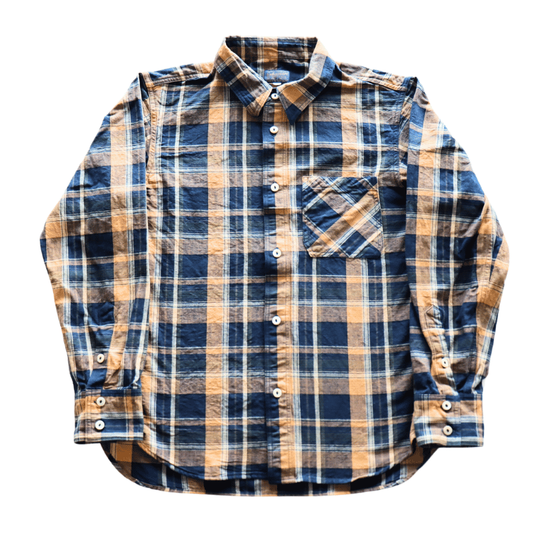 DELUXEWARE デラックスウエア MV-15 ORANGE NAVY CHECK ミディアムネルシャツ