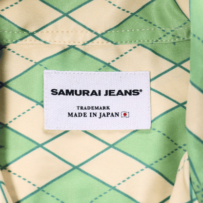 SAMURAI JEANS サムライジーンズ SSA25-01 蛇アーガイル総柄シャツ 業平菱アーガイル柄レーヨン