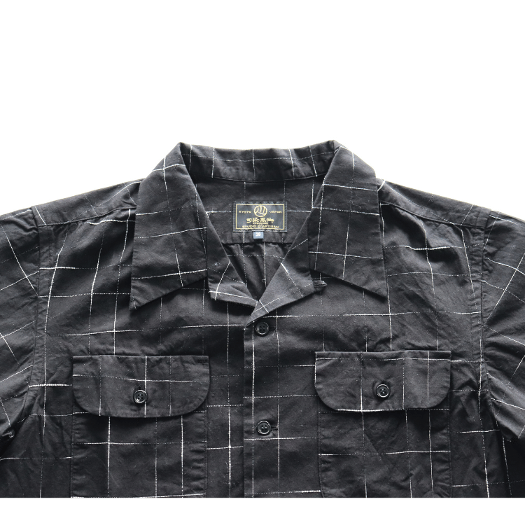 STUDIO D'ARTISAN ステュディオダルチザン  5720 KYOUTO BLACK DYEING KASURI SHIRT 京黒紋付染 絣 半袖シャツ