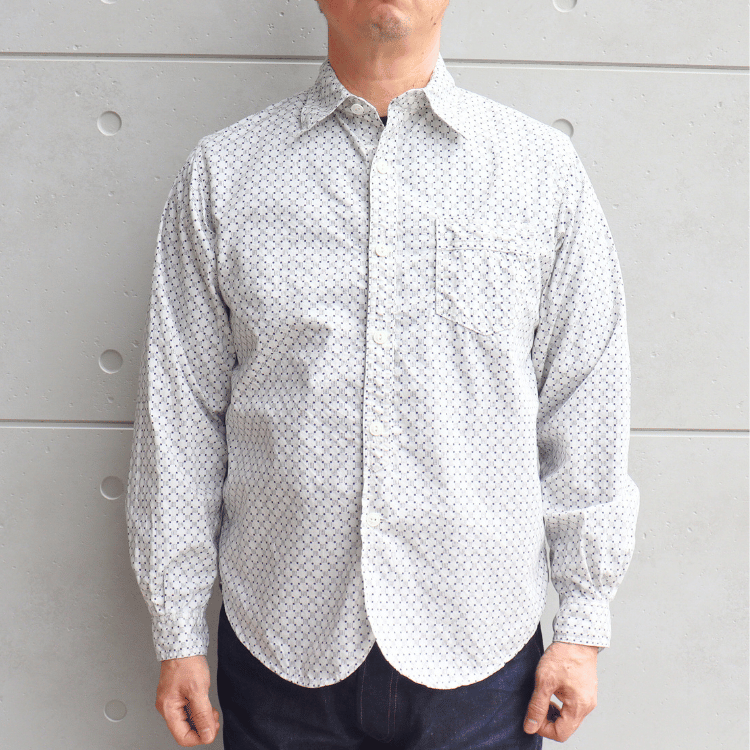 CUSHMAN クッシュマン 25489 DOT PRINT WORK SHIRTS ドットプリントワークシャツ 長袖