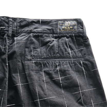 STUDIO D'ARTISAN ステュディオダルチザン 1900 KYOUTO BLACK DYEING KASURI SHORTS 京黒紋付染 絣 ショート パンツ