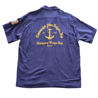 BUZZ RICKSON'S バズリクソンズ BR39510 U.S. NAVY RAYON LINEN OPEN SHIRT with CHAIN EMBROIDERED レーヨンリネン オープンシャツ