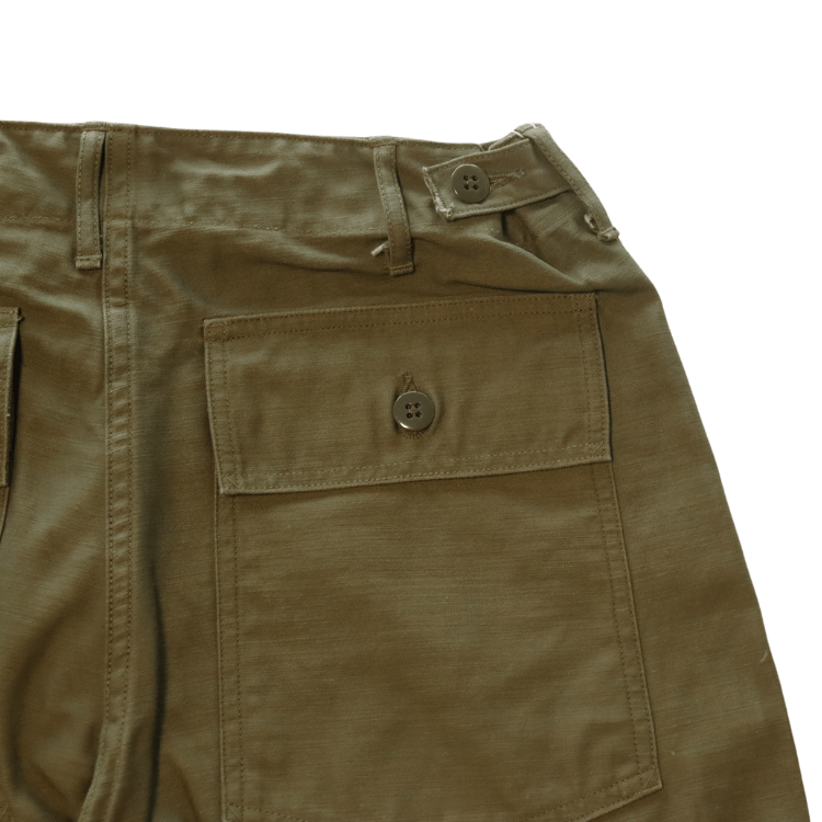 BUZZ RICKSON'S バズリクソンズ BR51735 TROUSERS, MEN'S, COTTON SATEEN OLIVE GREEN QM SHADE 107, TYPE I, CLASS SHORTS