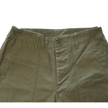 BUZZ RICKSON'S バズリクソンズ BR51735 TROUSERS, MEN'S, COTTON SATEEN OLIVE GREEN QM SHADE 107, TYPE I, CLASS SHORTS